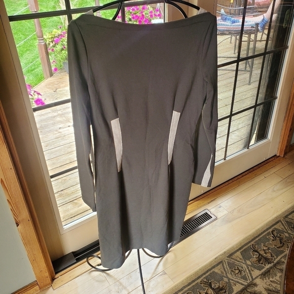 Amy Matto New York Army Green & Cream Long Sleeve Sz. 8 Dress - Picture 3 of 11